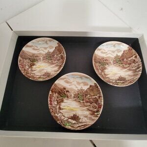 Three Small Johnson's Brothers Brown Transferware Dishes